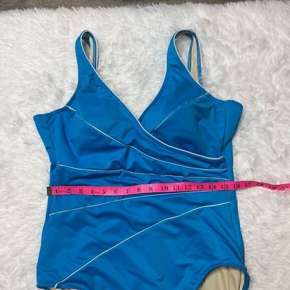 Miraclesuit Blue One Piece Swimsuit Slimming Bathing Suit Swinwear Beach - Picture 5 of 10